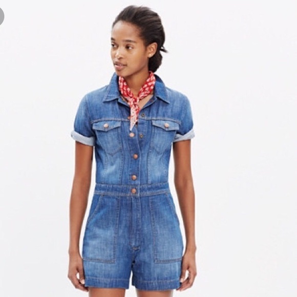 denim short playsuit